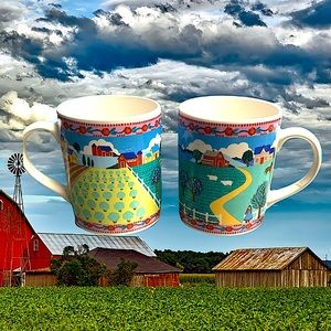 Set of 2 vintage Christine Graf collectible mugs